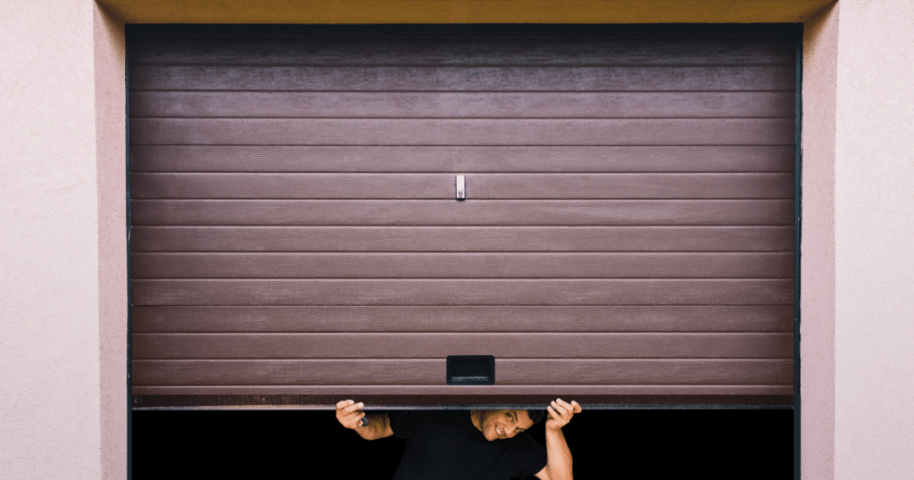 person opening garage door